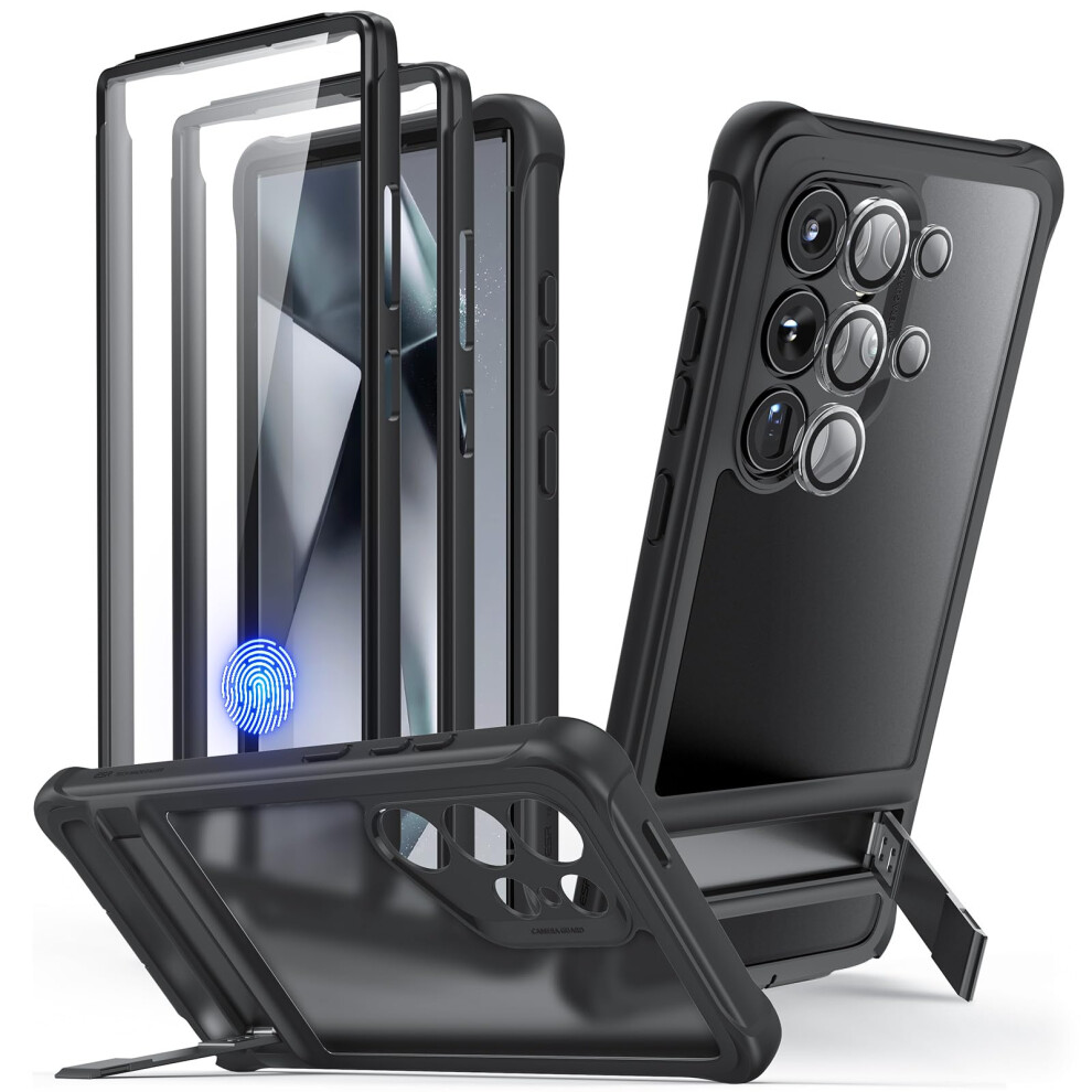 for Samsung Galaxy S24 Ultra Case, S24 Ultra Phone Case with Extra Protective Front Frame, 3 Stand Modes, Exceeds