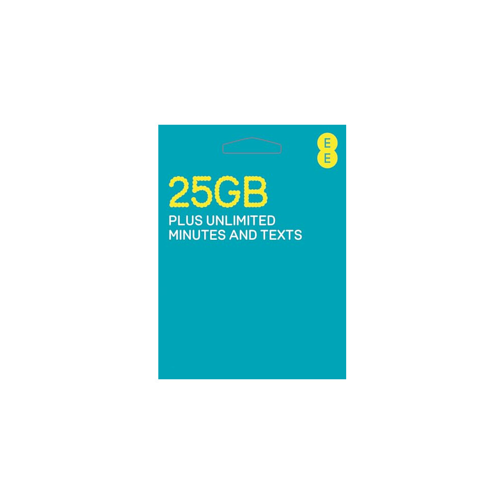 25GB Data Sim includes 15 pre-paid credit, 25GB Data, Unlimited Minutes & Texts (EE 15-25GB)