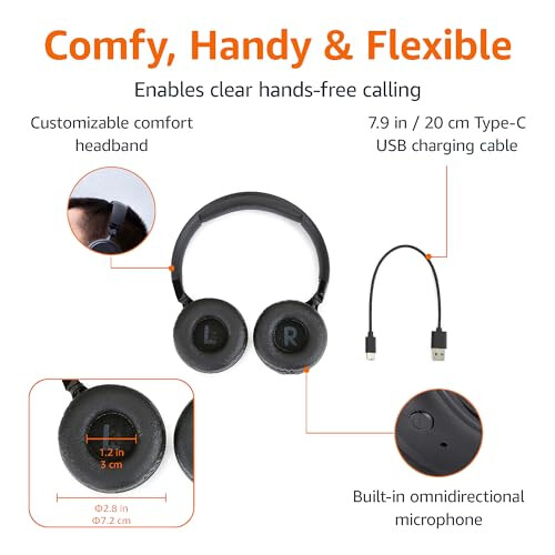 Amazon Bluetooth Wireless On Ear Headphones, 35 Hour Playtime, Black 2