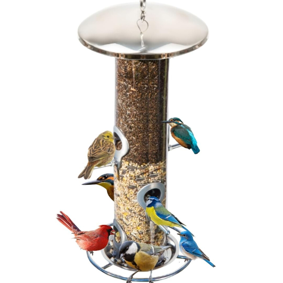 Large Stainless Steel bird feeder, Easy Clean Bird Seed Feeder, bird feeders for small birds, Easy Open wild Bird