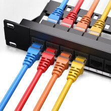24 Port 1U Rack Mountable Cat6 Patch Panel, Pro Rj45 110 Network cable Port Straight Plug Cable Management Frame,
