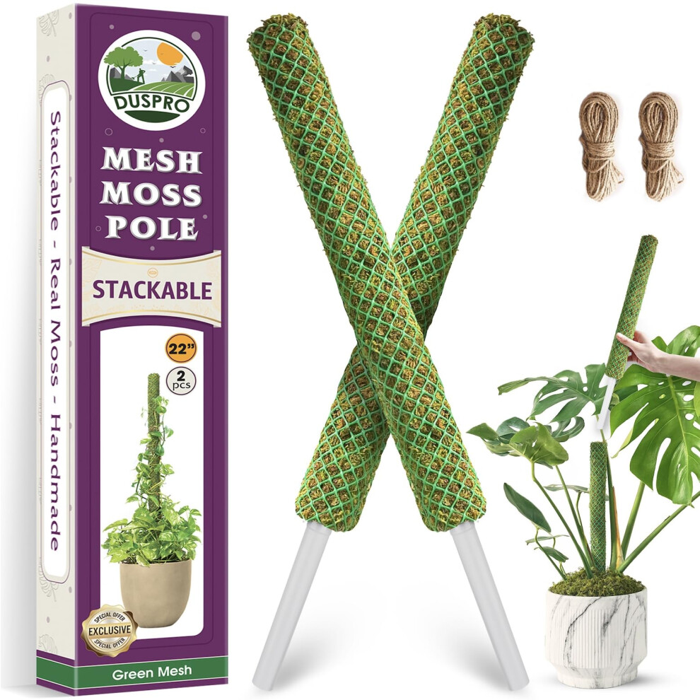 2 Pack 96cm Stackable Mesh Moss Pole For Plants Monstera, Plastic Net Plant Stakes For Indoor Plants, Extendable Large-image-OPC-PDRZX9M-NEW