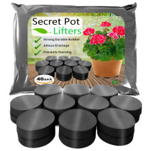 Pot Feet 40 PACK - Rubber Flower Plant Pot Feet for Invisible Lifting of Pots - Hard Wearing Non Compression Rubber -
