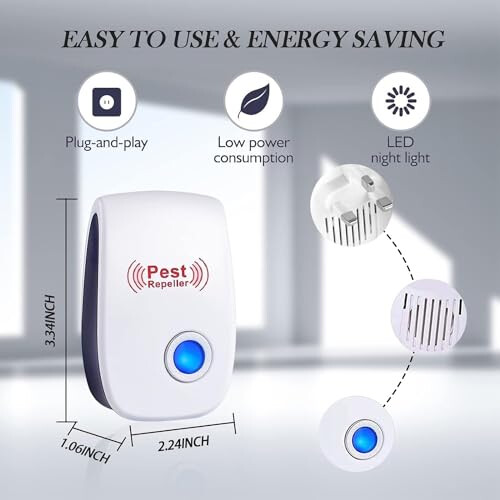 Ultrasonic Pest Repeller, 4 pack Plug-in Insect Repeller, Electronic Mouse and Rat Repeller, Pest Control Insect and 2