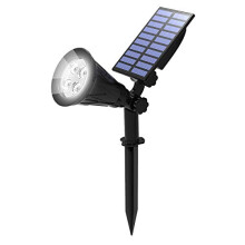 LED Solar Spotlights, Super Bright 250LM Outdoor Security Garden Landscape Lamps, Daylight 6000K, Auto-on at