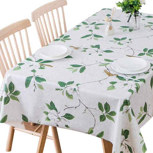 Table Cloth Wipeable PVC Tablecloth Waterproof Wipe Clean Plastic Vinyl Table Cover Protector Rectangular for Outdoor