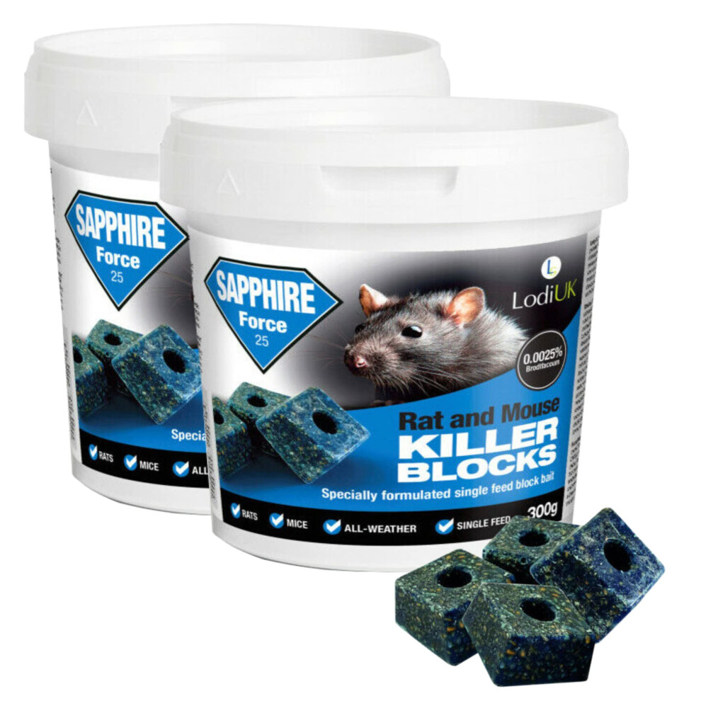 Rat & Mouse Poisoning Blocks Max Strength Bait Blocks Single Feed Rodent Killer Block Fast Acting All Weather Sapphire