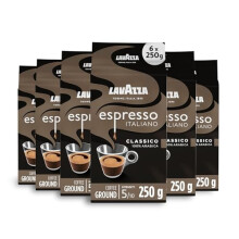 Lavazza, Espresso Italiano Classico, Ground Coffee, 6 Packs of 250g, Ideal for Moka Pot or Filtered Coffee, Sweet &