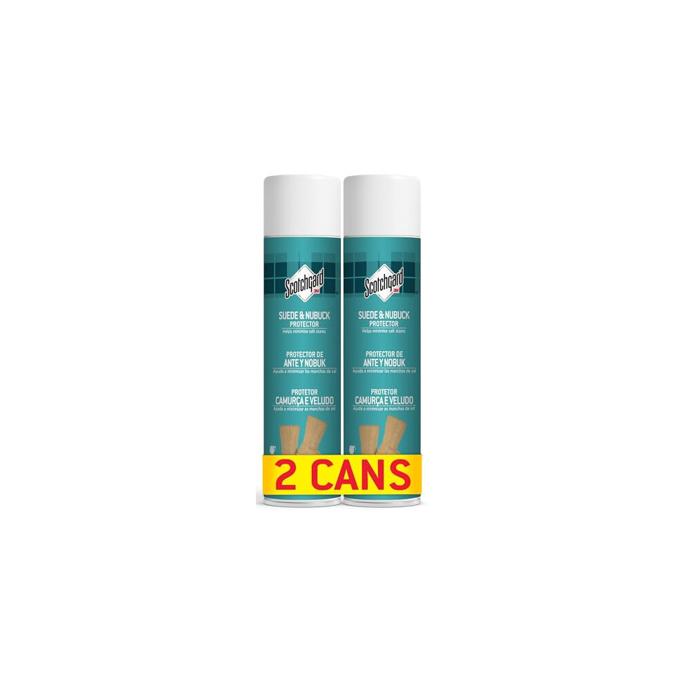 Scotchgard Suede & Nubuck Protector, 2 Cans X 400Ml Each - Water Repellent Spray, Helps Minimize Salt Stains - For Boots, Shoes,