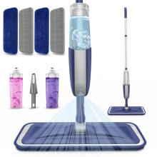 Microfibre Spray Mops for Floor Cleaning - Floor Mop with Spray 4x Reusable Washable Pads Dust Wet Dry Mops with 2x