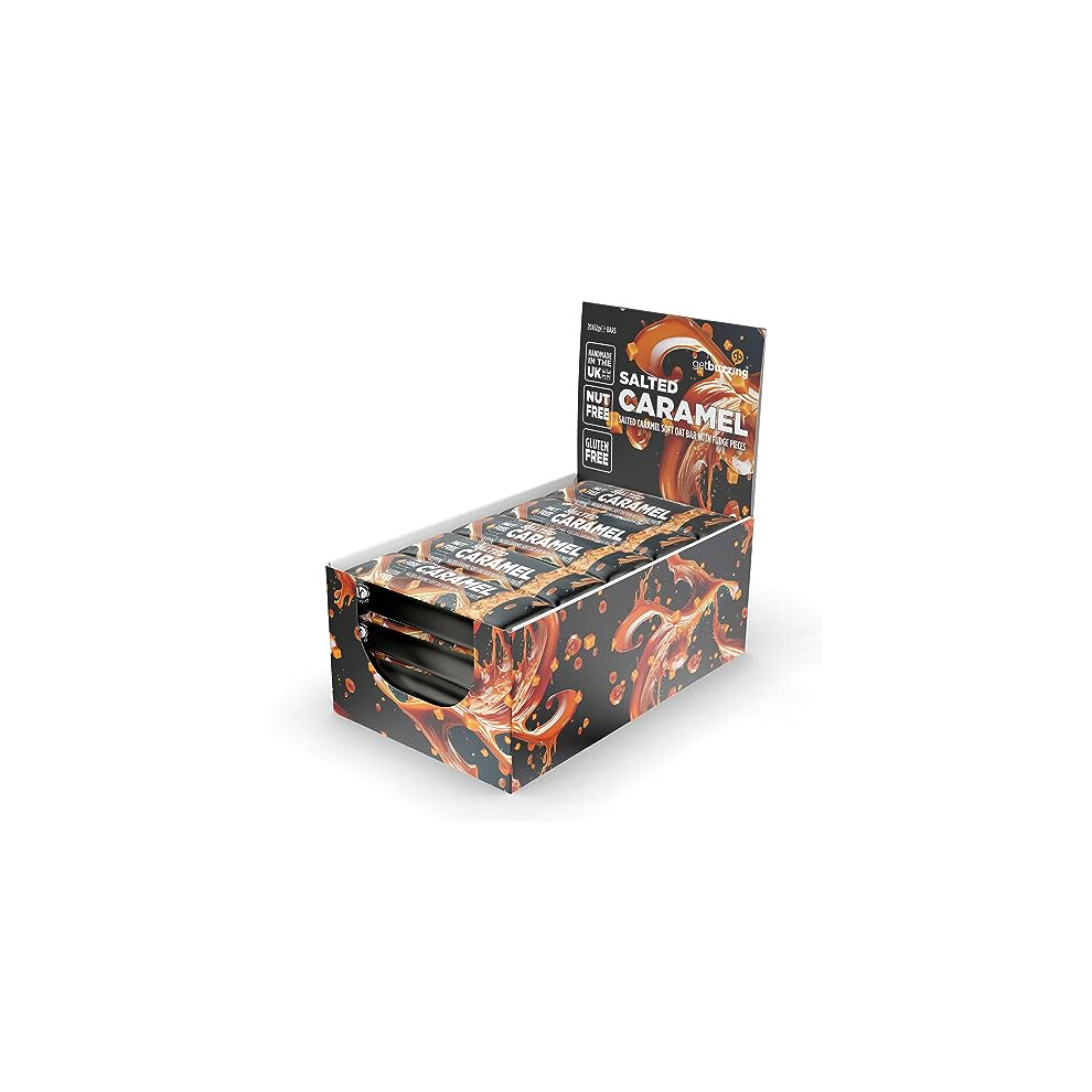 Get Buzzing Getbuzzing Salted Caramel Flapjack - Healthy Snack & Energy Bars - Running, Gym, Cycling - Made In The Uk - Date Pack Of