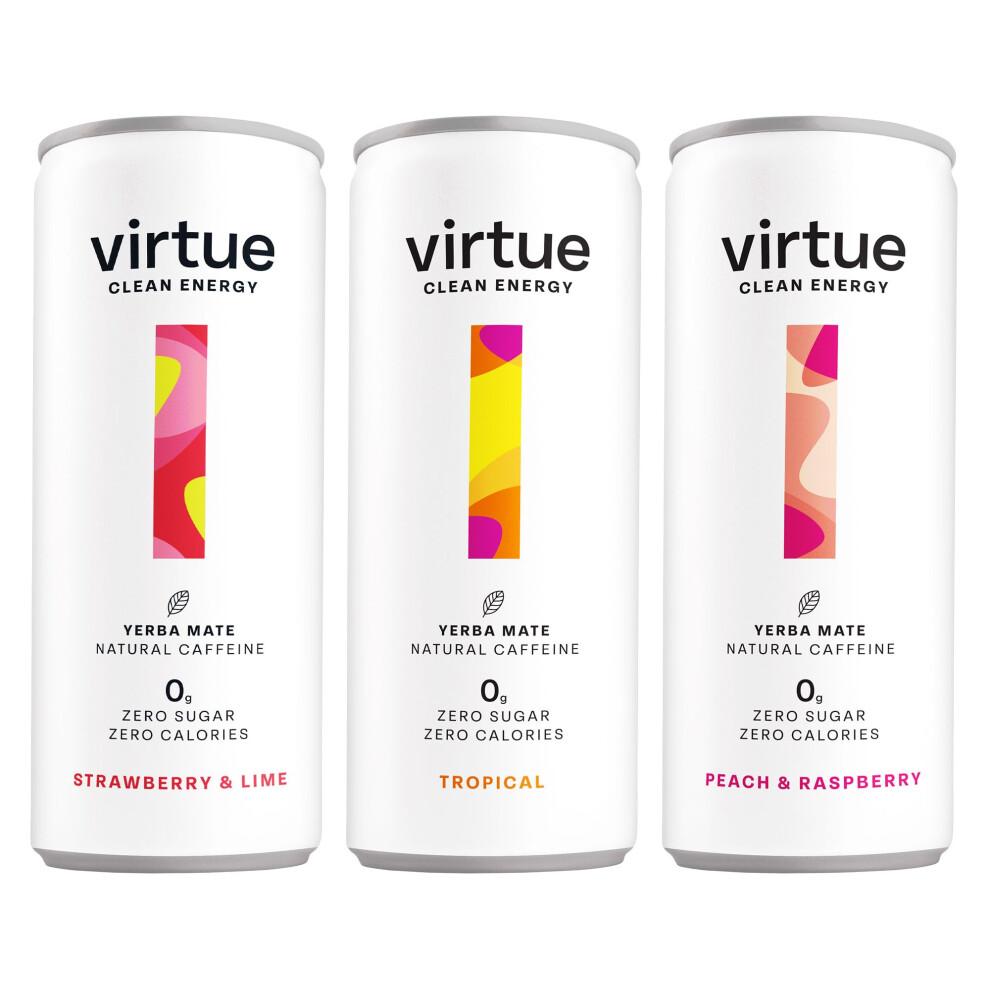 Clean Energy Mixed Pack - 12 x Yerba Mate Natural Energy Drinks - Sugar Free, Zero Calories, Vegan (12 x 250ml) 