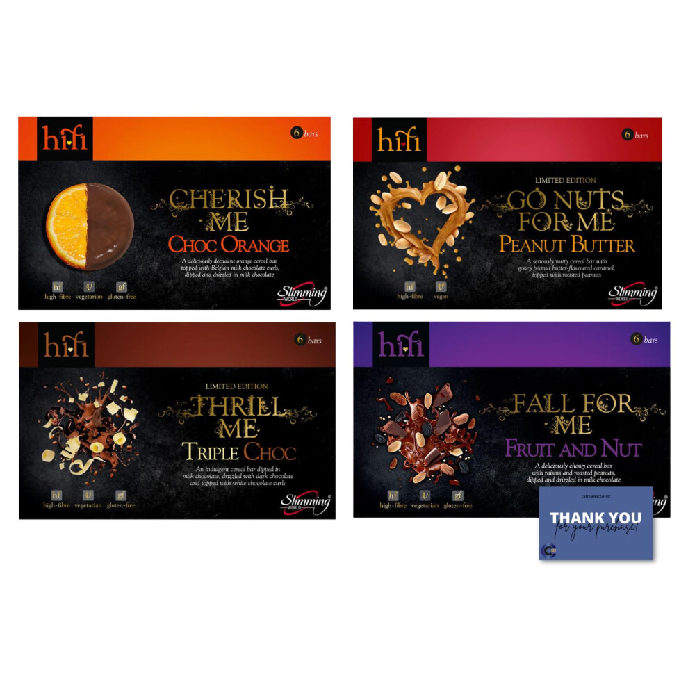 Cc1st Customers Come 1St Slimming World Hifi Bars Variety Pack - Triple Choc, Choc Orange, Fruit And Nut, Peanut Butter (6 Bars Each)
