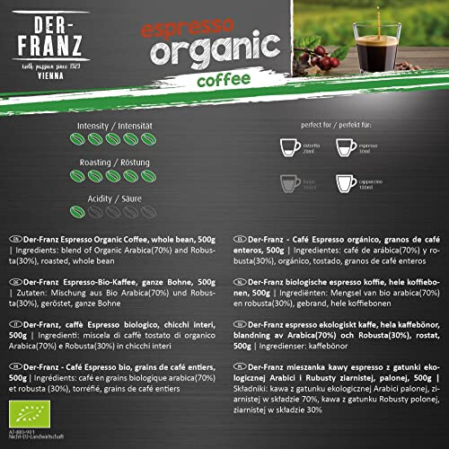 Espresso organic Coffee, whole bean, 3 x 500 g 2
