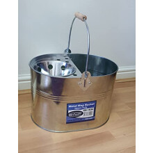 Industrial Galvanized Steel Metal Mop Bucket 13L litres Large Galvanised Reinforced Heavy Duty Thick Metal Steel Mop