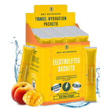 Electrolytes Sachets - Multivitamin & Minerals Electrolytes Powder 40 Servings of Tropical Peach Mango Hydration Sachets