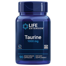 Life Extension, Taurine, 1000mg, High Dose, 90 Vegan Capsules, Laboratory Tested, Gluten Free, Vegetarian, SOYA Free,