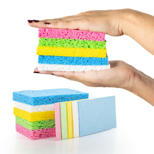 30 Pack Compostable Pop-Up Sponges - Expanding, Non-Scratch, Plant-Based Dish Sponges