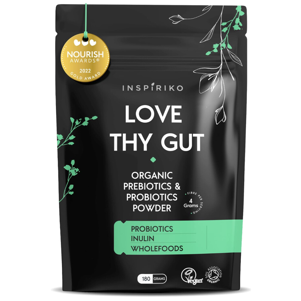 Inspiriko Organic 7-In-1 Prebiotic Fibre Supplement With Probiotics - Award Winning Gut Health Supplement With 7 High Fiber