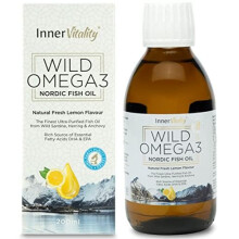 Omega 3 Fish Oil Liquid - Natural Fresh Lemon Flavour with NO Fishy Taste, High Strength DHA/EPA - 200ml Made from Wild