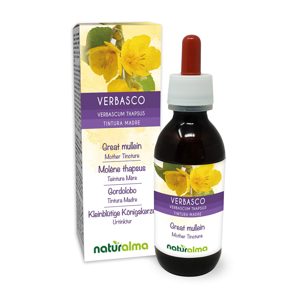 Naturalma Great Mullein Or Common Mullein (Verbascum Thapsus) Flowers And Leaves Alcohol-Free Mother Tincture | Liquid