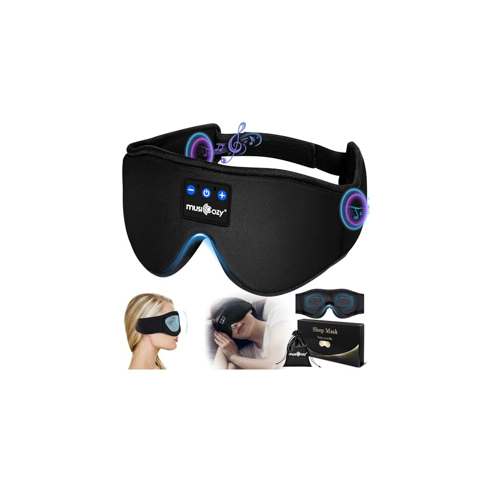 Bluetooth Cotton Sleep Mask,Upgraded Musicozy 3D Eye Mask with Headphones for Men & Women,14Hrs Playing Music Sleeping