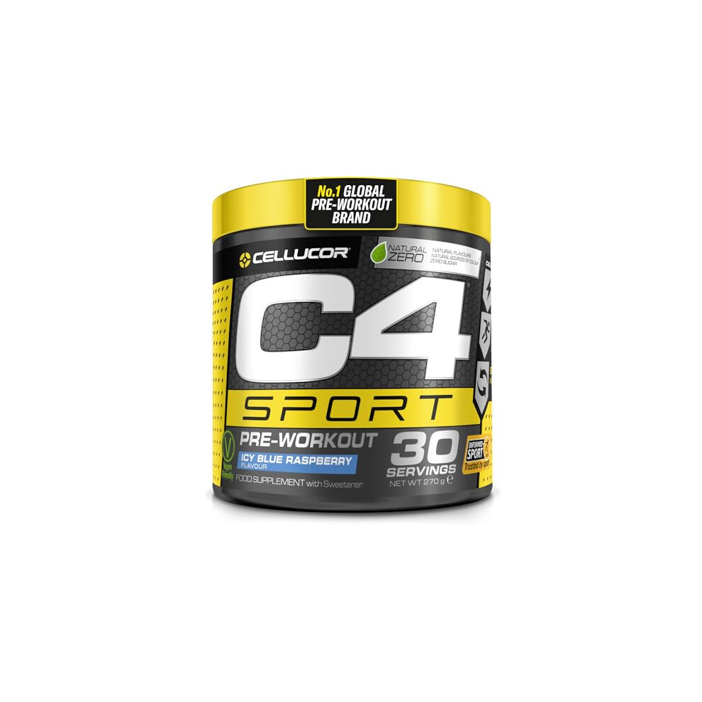 Cellucor C4 Sport Pre Workout Powder Icy Raspberry 30 Servings | Zero Sugar Pre Workout With Creatine Monohydrate 3.409G, Blue