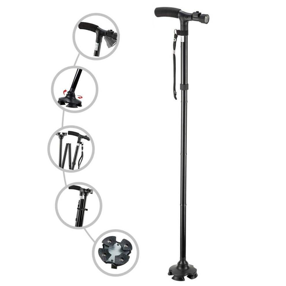 Runzi Light Folding Cane With Led Adjustable Canes And Walking Sticks For Men And Women, Walking Cane Stick For Elderly With