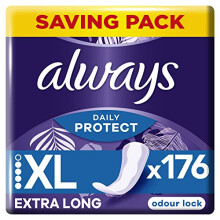 Dailies Panty Liners For Women, Daily Protect, Long Plus, 176 Liners (44 x 4 Packs) SAVING PACK, For Light Bladder Leak,