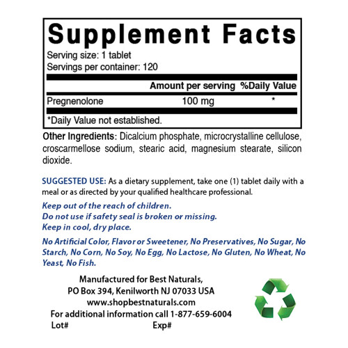 Pregnenolone 100 mg 120 Tablets (120 Count (Pack of 1)) 1