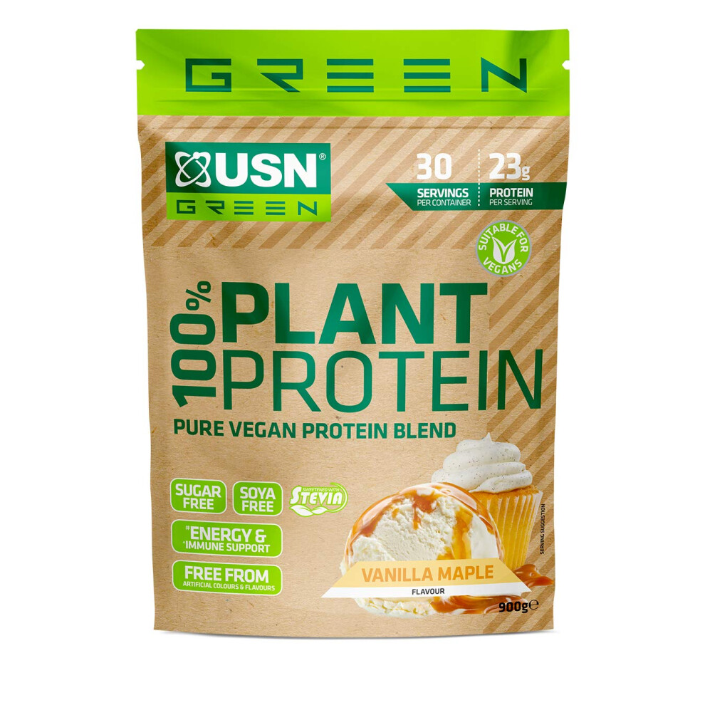 Usn 100% Plant Protein Vanilla, Vegan Protein Powder (900G) A Sugar Free, Plant Based Protein Blend With No Soy And No