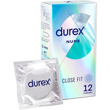 Durex Nude Close Fit Condoms - Ultra-Thin (12) with Silicone Lube, Designed to Feel It All