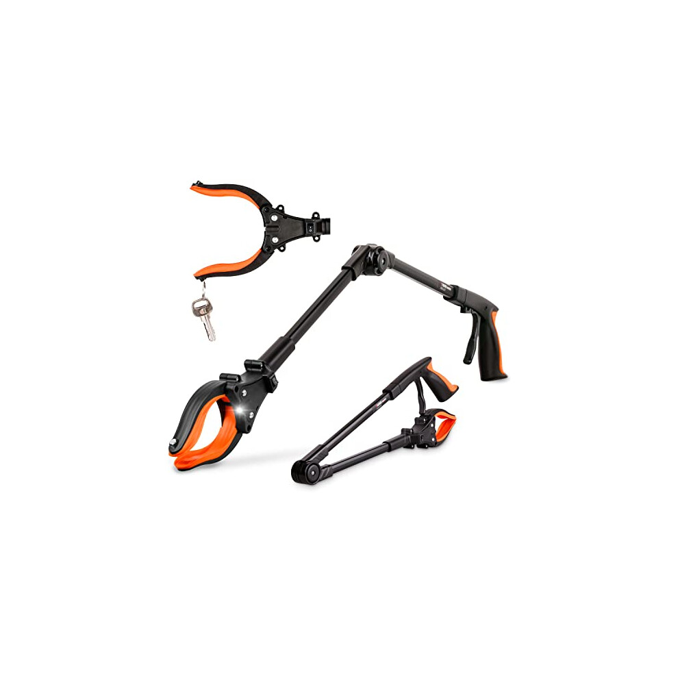 Thinkwork Grabber Reacher Tool, 0-180 Angled Arm, 90 Rotating Head, 32Â Foldable Claw Grabber With"Led Light", Garbage