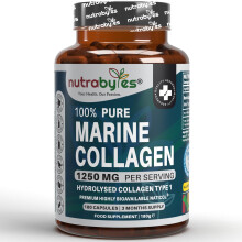 High Strength Marine Collagen Capsules - 1250mg Hydrolysed Collagen Supplement - Type 1 Hydrolysed Collagen Peptides -