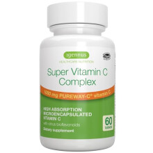 Super Vitamin C Complex 1000mg, High Absorption 24-Hour Action Pureway-C, Clean Ingredients, Non-Acidic & Gentle, Vegan,