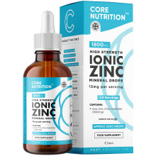 Ionic Zinc Liquid Drops - 60ml Glass Bottle - 120 Servings - High Strength 15mg - Boosts Metabolism & Supports Healthy
