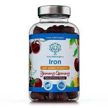 Iron Gummies with Added Vitamin C - 150 Natural Cherry Flavour Chewable Yummy Gummies - 5 Month Supply - efficient