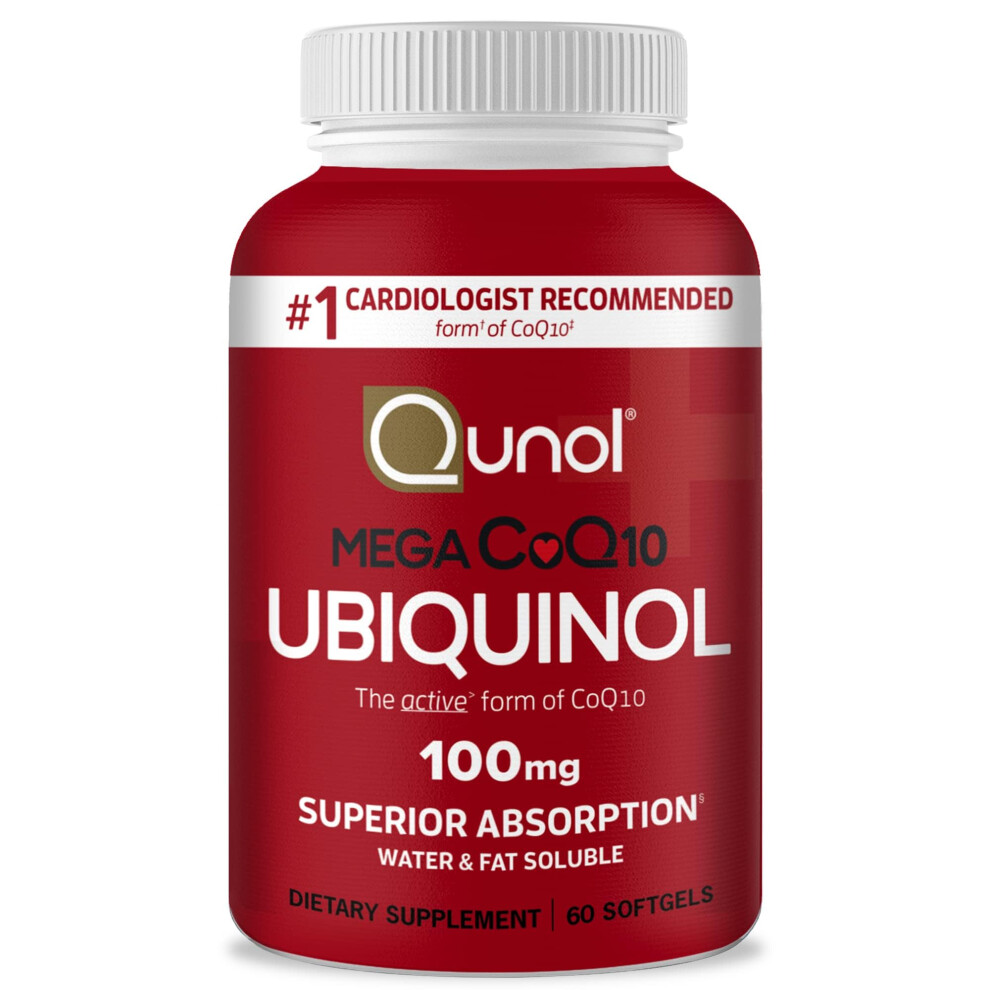 Qunol Mega Ubiquinol Coq10 100Mg, Superior Absorption, Patented Water And Fat Soluble Natural Supplement Form Of C0q10,