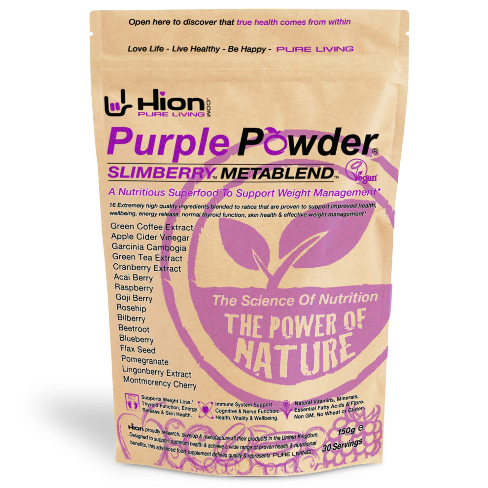 Purple Powder - SLIMBERRY METABLEND | 30 Servings | Winner of Best Weight Management Supplement - Healthy Awards | Vegan 
