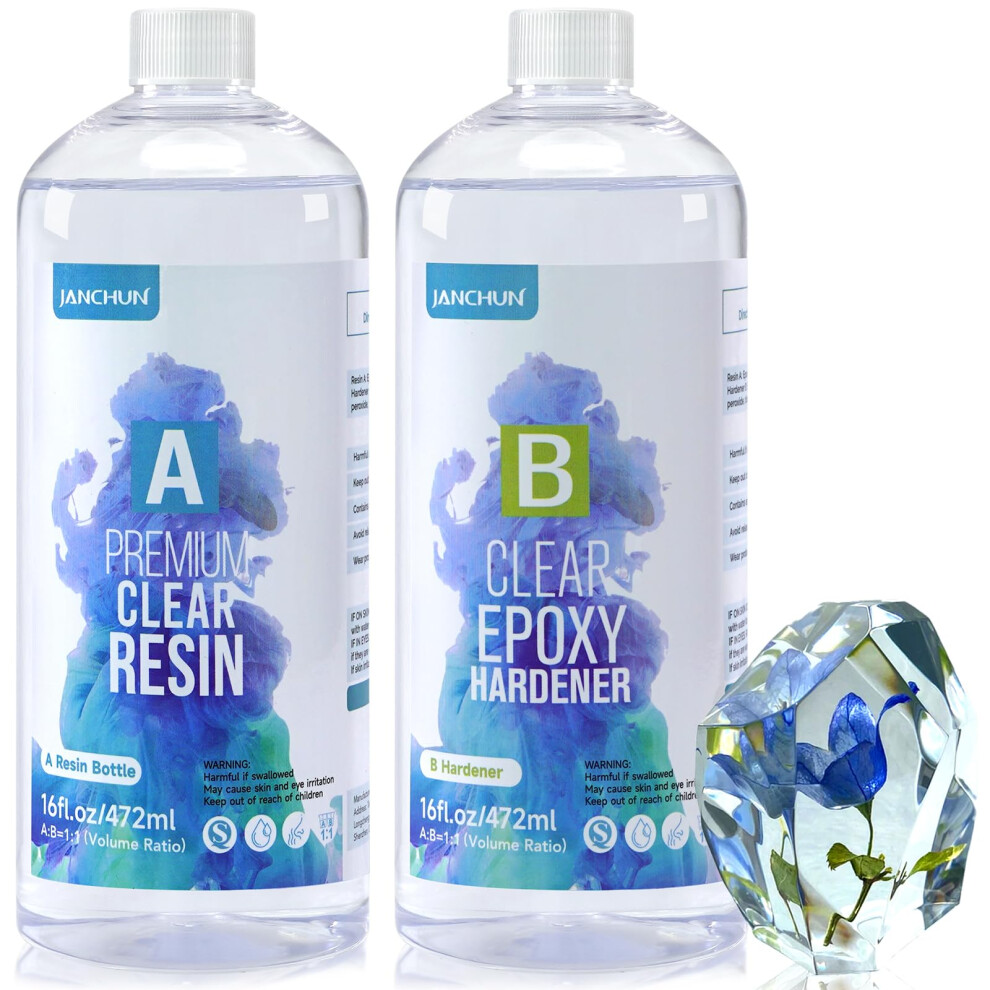 944ml/32oz Epoxy Resin Kit-Crystal Clear Resins and Hardener Kit, Bubble Free Casting Coating for River Table Tops, Art