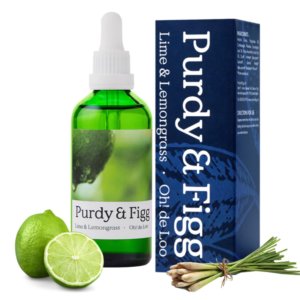 Purdy and Figg | Oh! de Loo - 100 Millimeter Loo Deodoriser | Lime and Lemongrass Natural Air Refreshner | Odor