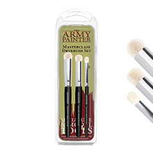 Masterclass Drybrush Set, 3 Sizes Hobby Goat Hair Brush: 15mm Mighty Drybrush, 12mm Moderate, 7mm Miniature Drybrush For - Tabletop Miniatures Wargame