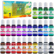 Alcohol Ink Set - 24 Vibrant Colours Alcohol-Based Ink for Resin Petri Dish Making, Epoxy Resin Painting - Concentrated