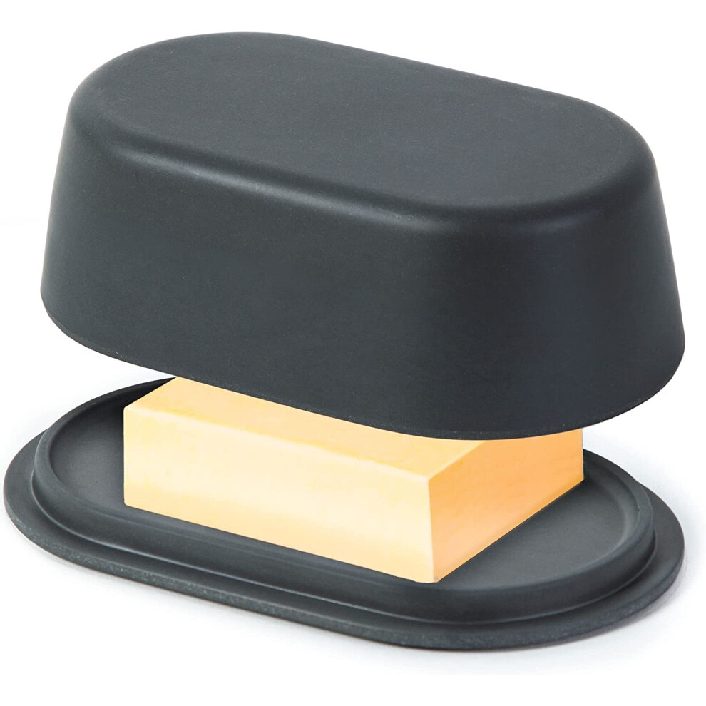 Modern Dark Grey Butter Dish with Lid - Dishwasher Safe - Perfectly Sized for Large European Style Butters