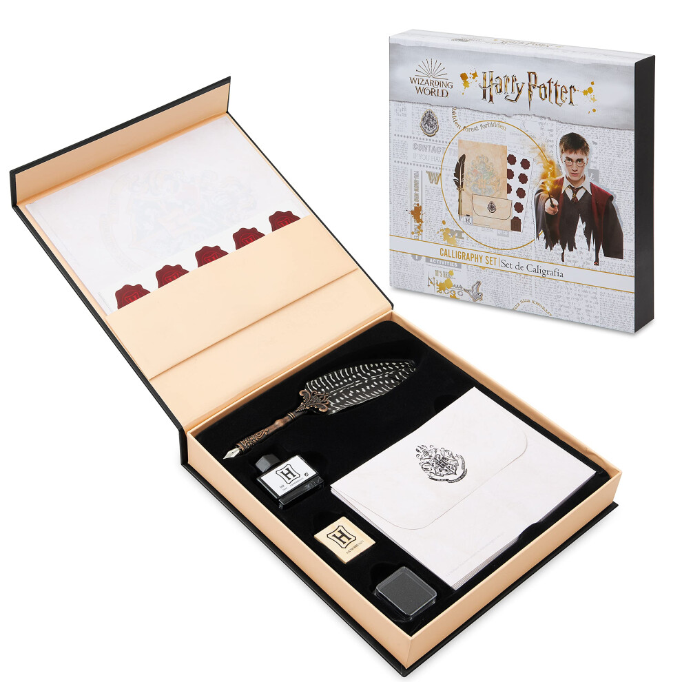 Harry Potter Calligraphy Set, Quill Fountain Pen Ink Set With Paper Envelopes Bottle Ink And Stamp Writing Set Feather Pen, Harry