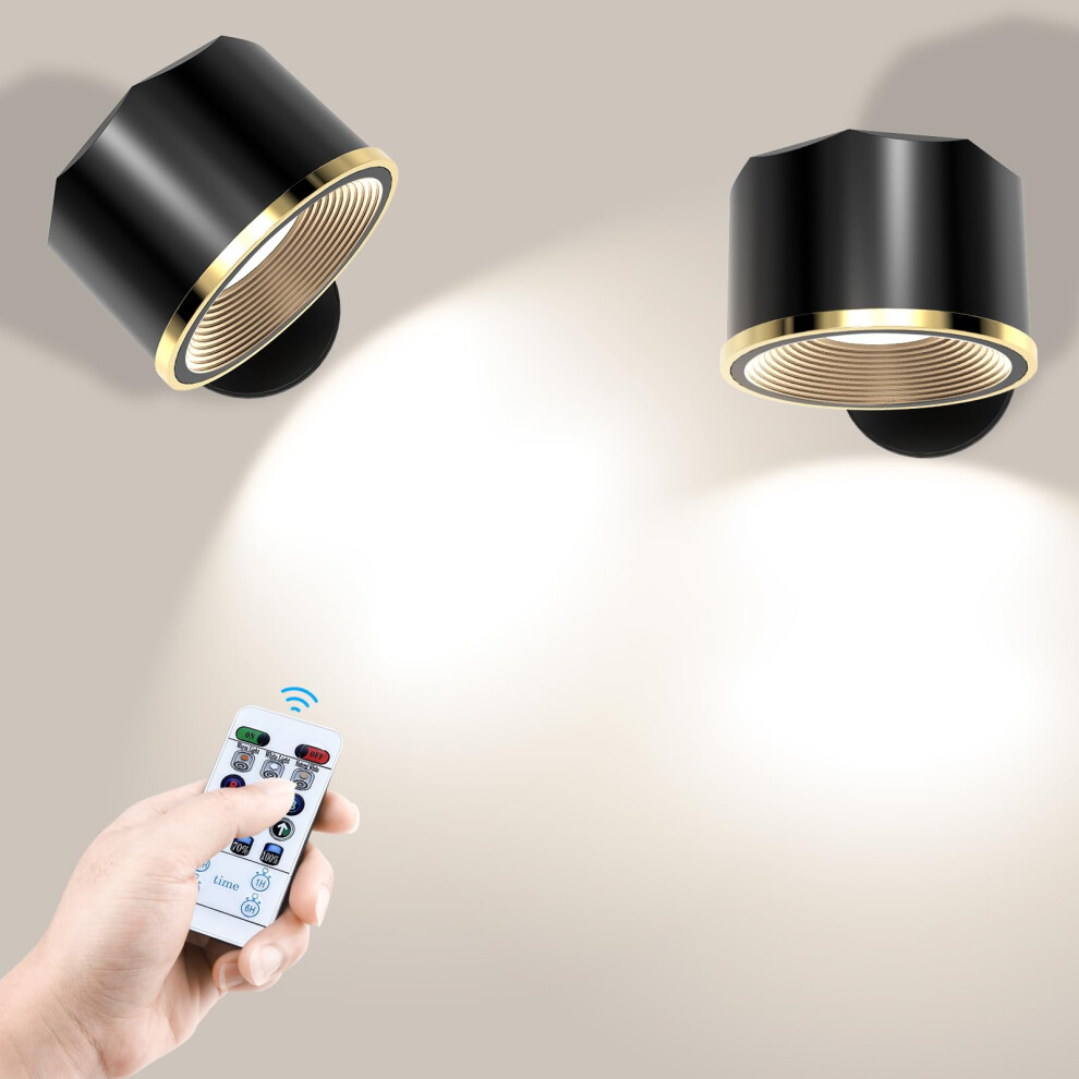 Wall Light Set Of 2, Rechargeable LED Wall Sconce Battery Operated, 6 Colors Dimmable Cupboard Light, Remote&Touch