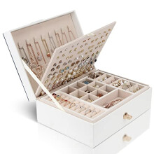Jewellery Box Organiser for Women Girls, 3 Layer Large Jewellery Case Storage with Removable Compartment for Necklace