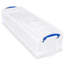 Really Useful Plastic Storage Box 22 Litre with 2 Trays, 1 Plain Tray + 1 Office Tray Clear
