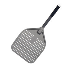 12 Inch Perforated Pizza Peel, Hard Anodized Aluminum Pizza Paddle with Detachable Handle for Compact Storage, Non Stick