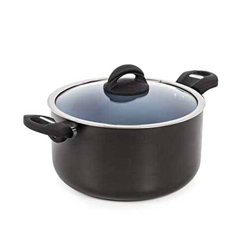 Tower T80304 Cerasure 24cm Casserole Dish with Non-Stick Coating, Suitable for all Hob Types, Graphite, Grey